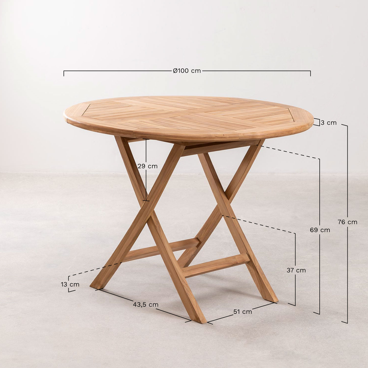 Teakhouten Inklapbare Tuinset Met Ronde Tafel En Stoelen Pira Sklum