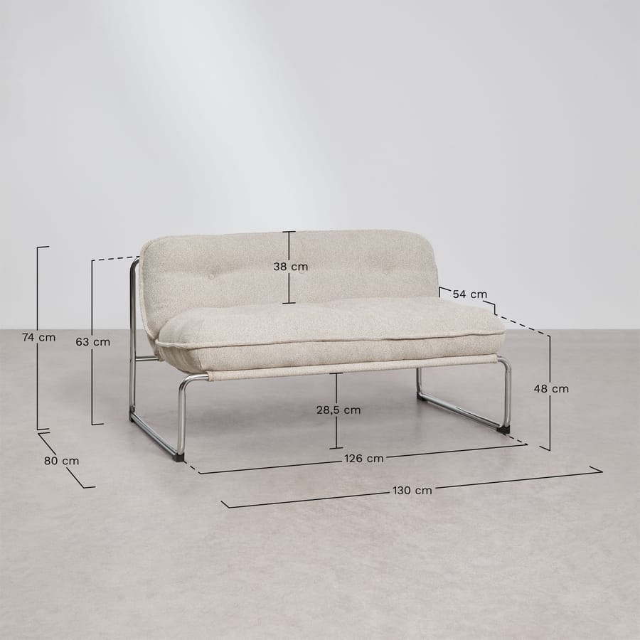 Schéma coté du canapé Matilda beige avec les dimensions en centimètres.
