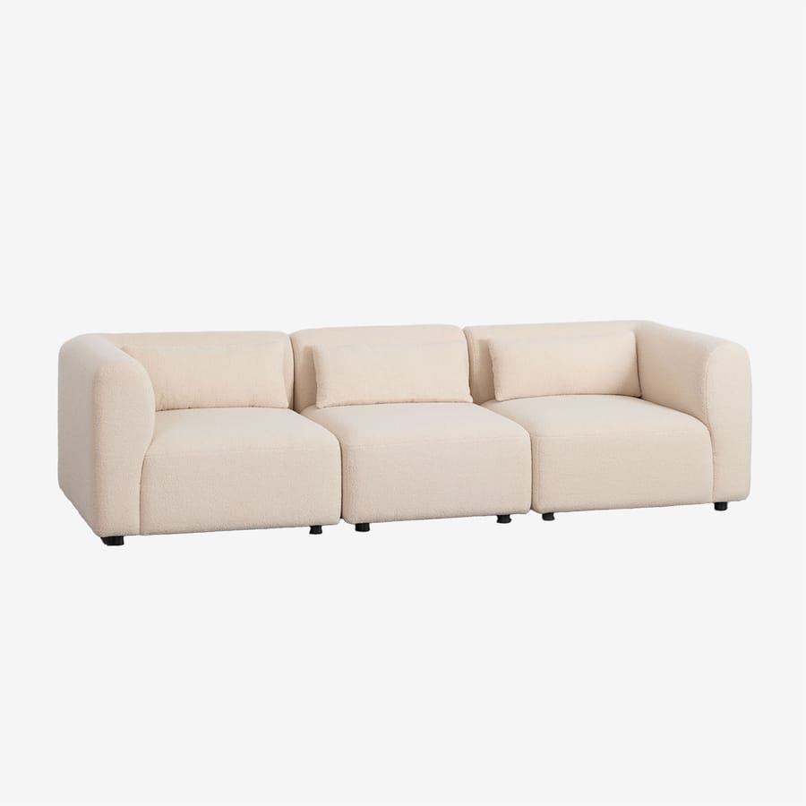 Canapé Fogler coloris modulaire pièces mouton beige crème, modulable 3 modules