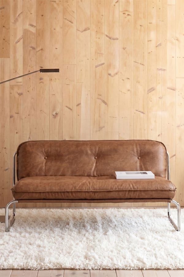 Canapé Matilda coloris similicuir camel vintage, 2 places