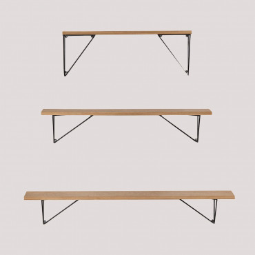 Holz-wandregal-set Glai Schwarz-natürlich - Sklum