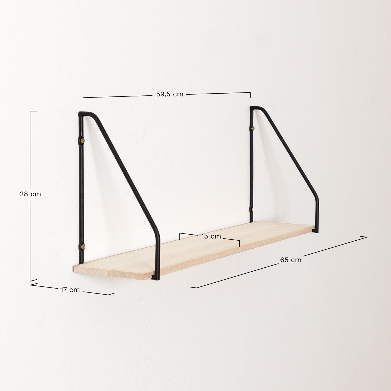 Wandregal aus Holz und Stahl Arison, MAßE