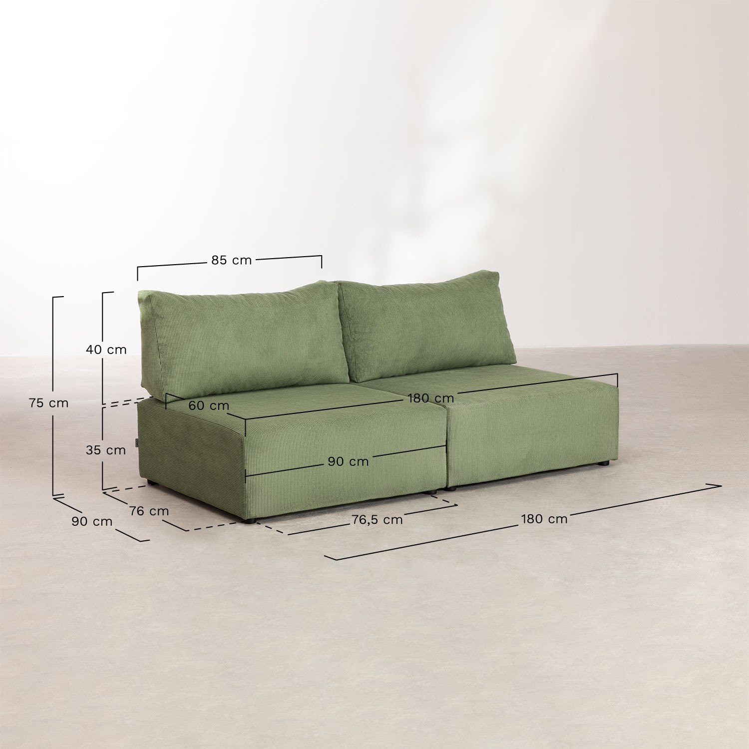 2teiliges modulares Sofa aus Kord Kata SKLUM