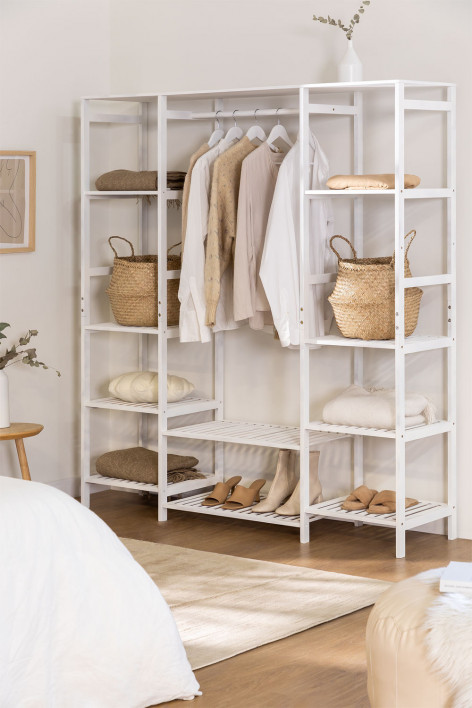 Offener Schrank mit Regalen aus Bambusholz Krauford - Weissholz