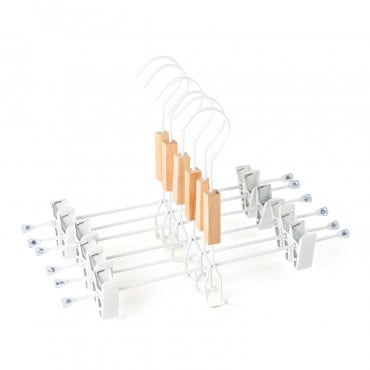 6er Set Kleiderbügel Mit Klammern Weiss - Sklum