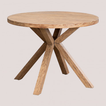 Runder Esstisch Naele Aus Holz Eukalyptus Braun & Ø100 Cm - Sklum