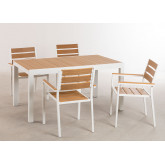 Set mit ausziehbaren Tisch (150-197x90 cm) & 4 Gartenstühle Saura, Miniaturansicht 3