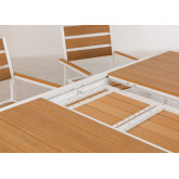Set mit ausziehbaren Tisch (150-197x90 cm) & 4 Gartenstühle Saura, Miniaturansicht 5