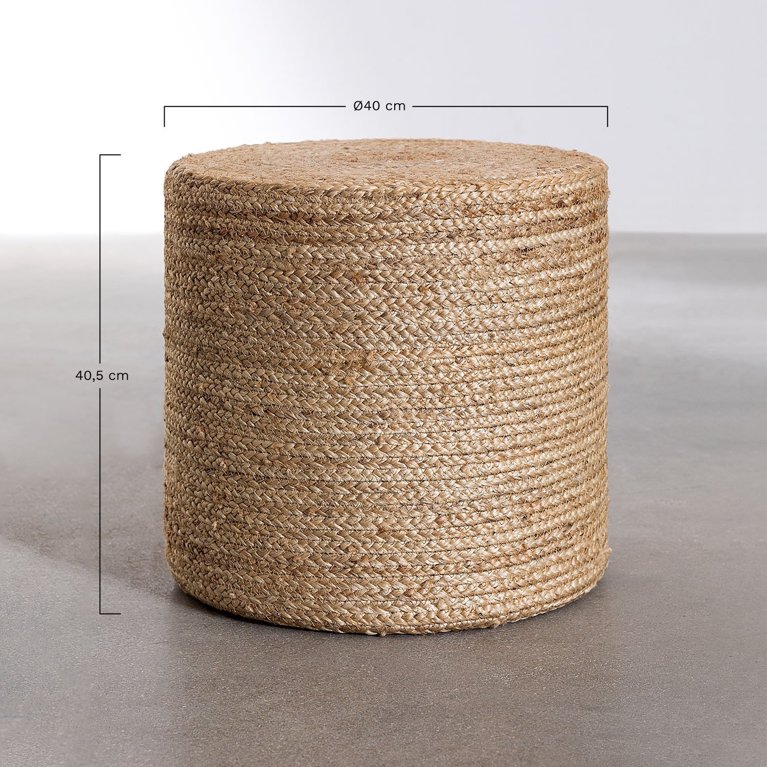 Runder Jute-Pouf-Fime, MAßE