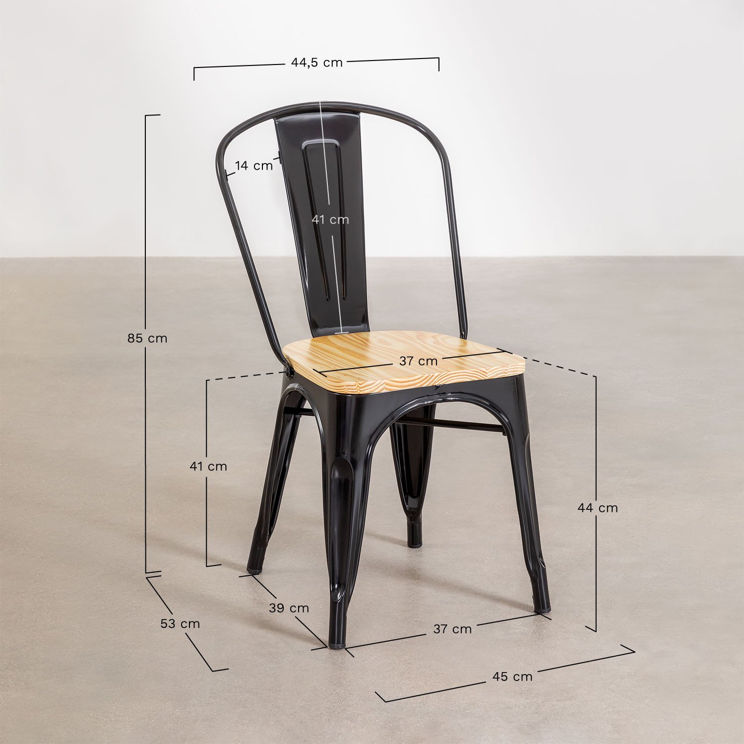 Set mit Tisch (80x80) & 4 Stühlen aus Holz LIX, MAßE