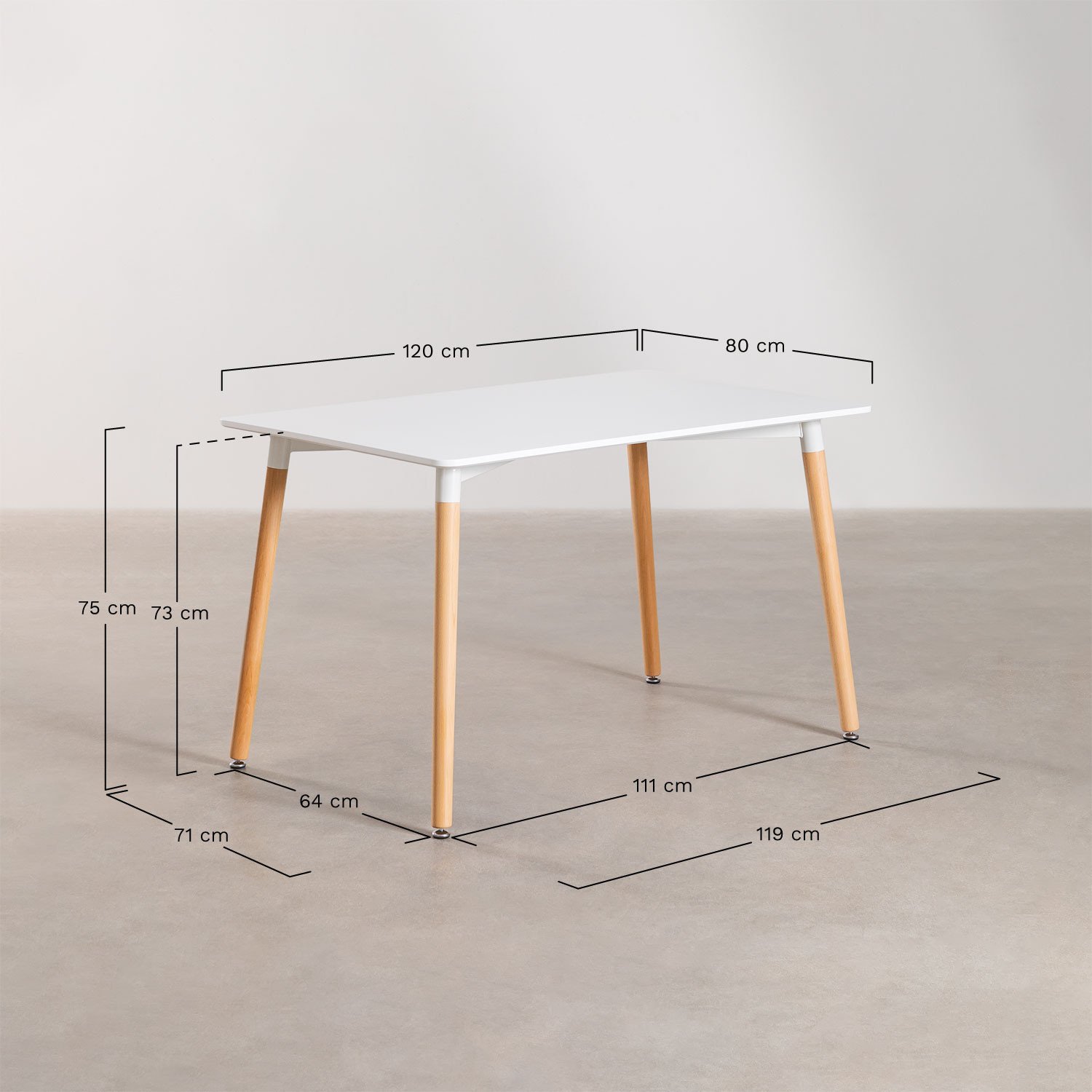 Set Tisch & 4 Stühle Royal, MAßE