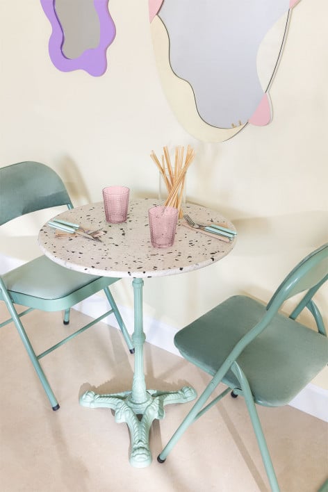 Runder Terrazzo-Bartisch (Ø60 cm) Volutto