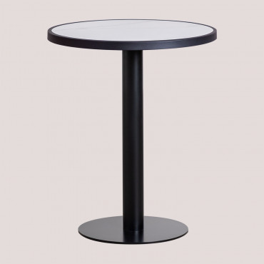 Runder Bistrotisch Aus Steingut (ø60 Cm) Caramel Weiss - Sklum