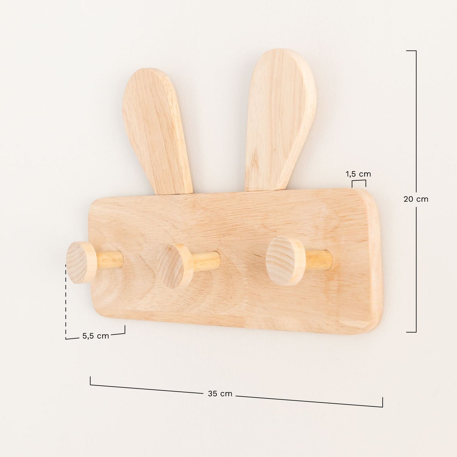 Wandgarderobe aus Holz Buny Style Kids, MAßE