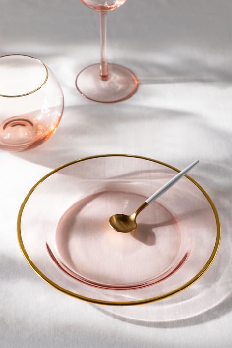 4er Set Dessertteller aus Glas Candy