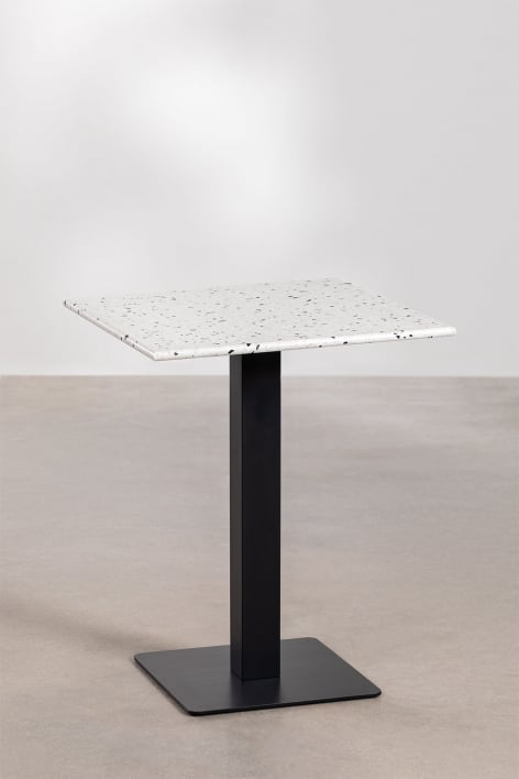 Quadratischer Bartisch 60x60 cm aus Praline-Terrazzo