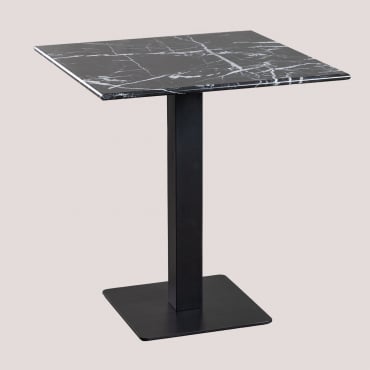 Quadratischer Bistrotisch Aus Marmor Livanto Schwarzer Marmor & ↔︎ 70 Cm & Schwarz - Sklum