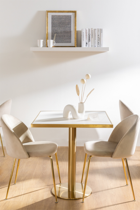 Quadratischer Bartisch 70x70 cm aus Manhattan Feinsteinzeug - Weiss