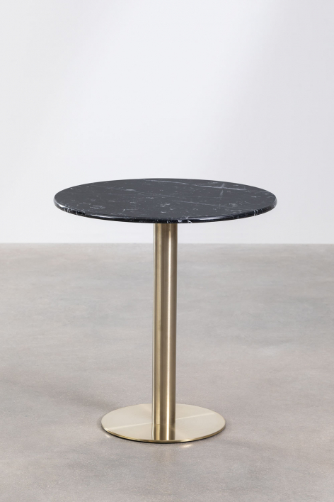 Runder Bartisch aus Marmor Cosmopolitan - Schwarzer Marquina-Marmor