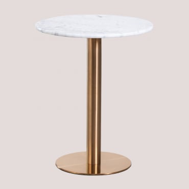 Runder Bartisch Aus Marmor Cosmopolitan Weißer Marmor & Ø60 Cm & Roségold - Sklum