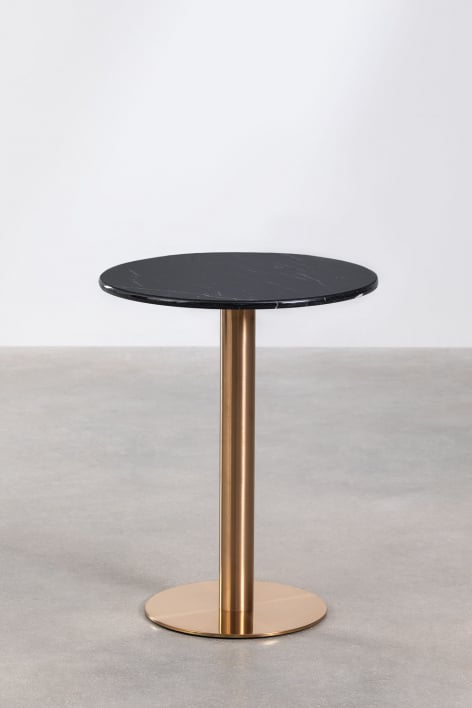 Runder Bartisch aus Marmor Cosmopolitan - Schwarzer Marquina-Marmor