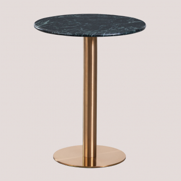 Runder Bartisch Aus Cosmopolitan Marmor Grüner Marmor & Ø60 Cm & Roségold - Sklum