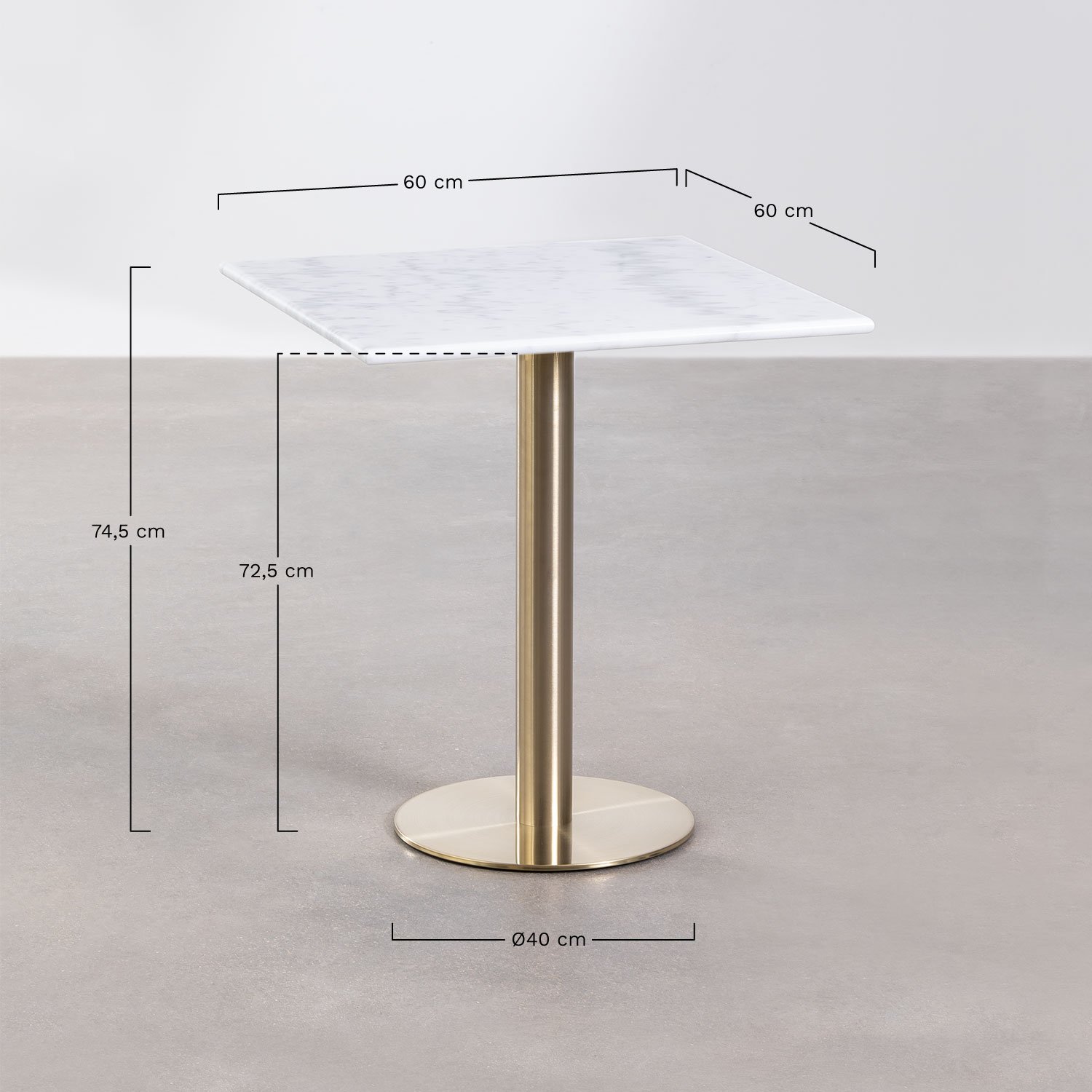 Quadratischer Bartisch aus Cosmopolitan Marmor, MAßE