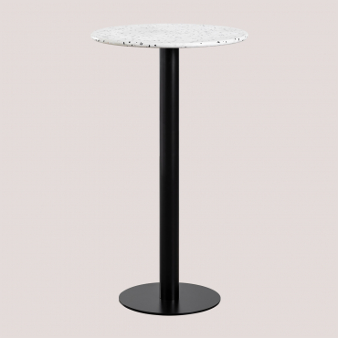 Runder Stehtisch Aus Terrazzo (ø60 Cm) Dolce Weiß - Sklum