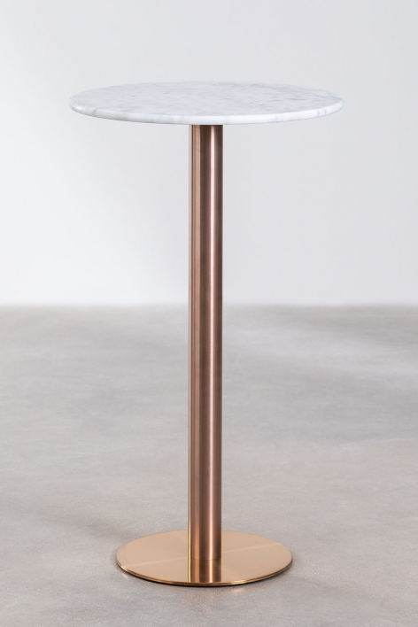 Runder Bartisch Ø60 cm aus Cosmopolitan-Marmor - Weißer Marmor Guangxi