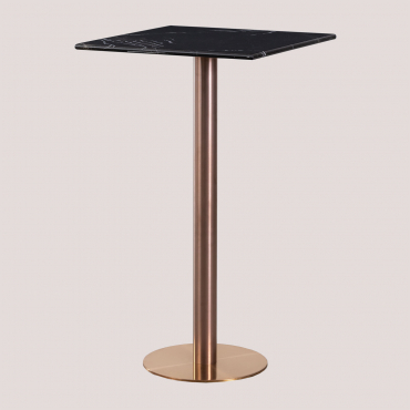 Hoher Quadratischer Bartisch Aus Marmor (60x60 Cm) Cosmopolitan Schwarzer Marmor & Roségold - Sklum