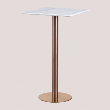 Quadratischer Bartisch 60x60 Cm Aus Cosmopolitan-marmor Weißer Marmor & Roségold - Sklum