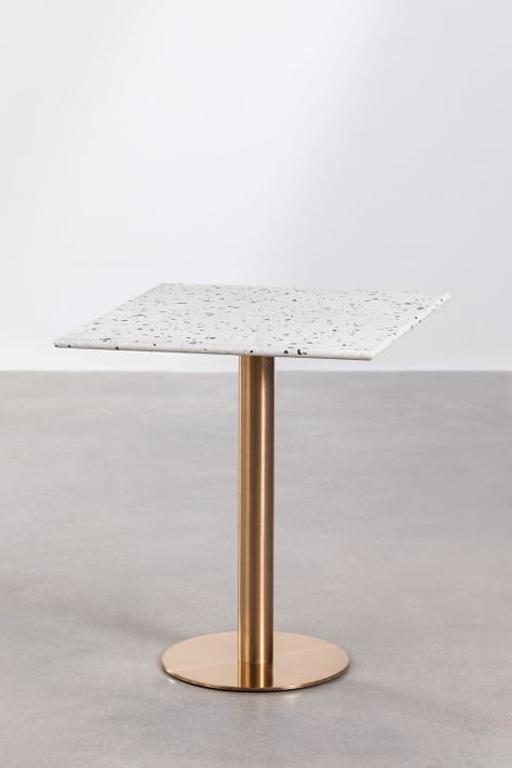 Quadratischer Bartisch 60x60 cm aus Malibu-Terrazzo - Roségold