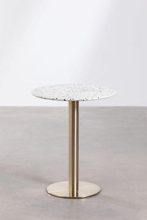Runder Bartisch Ø60 cm aus Malibu-Terrazzo - Champagner-Gold