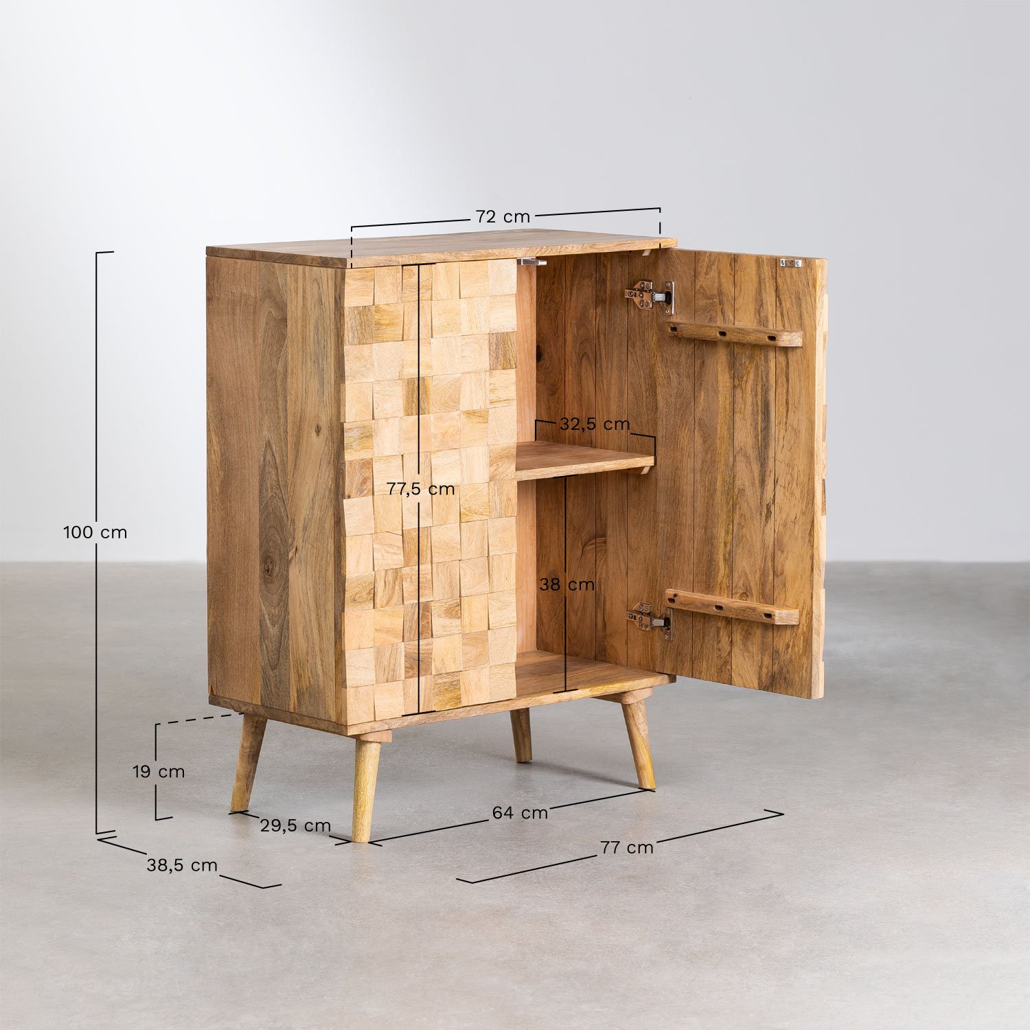 Jaralson Sideboard aus Mangoholz  , MAßE