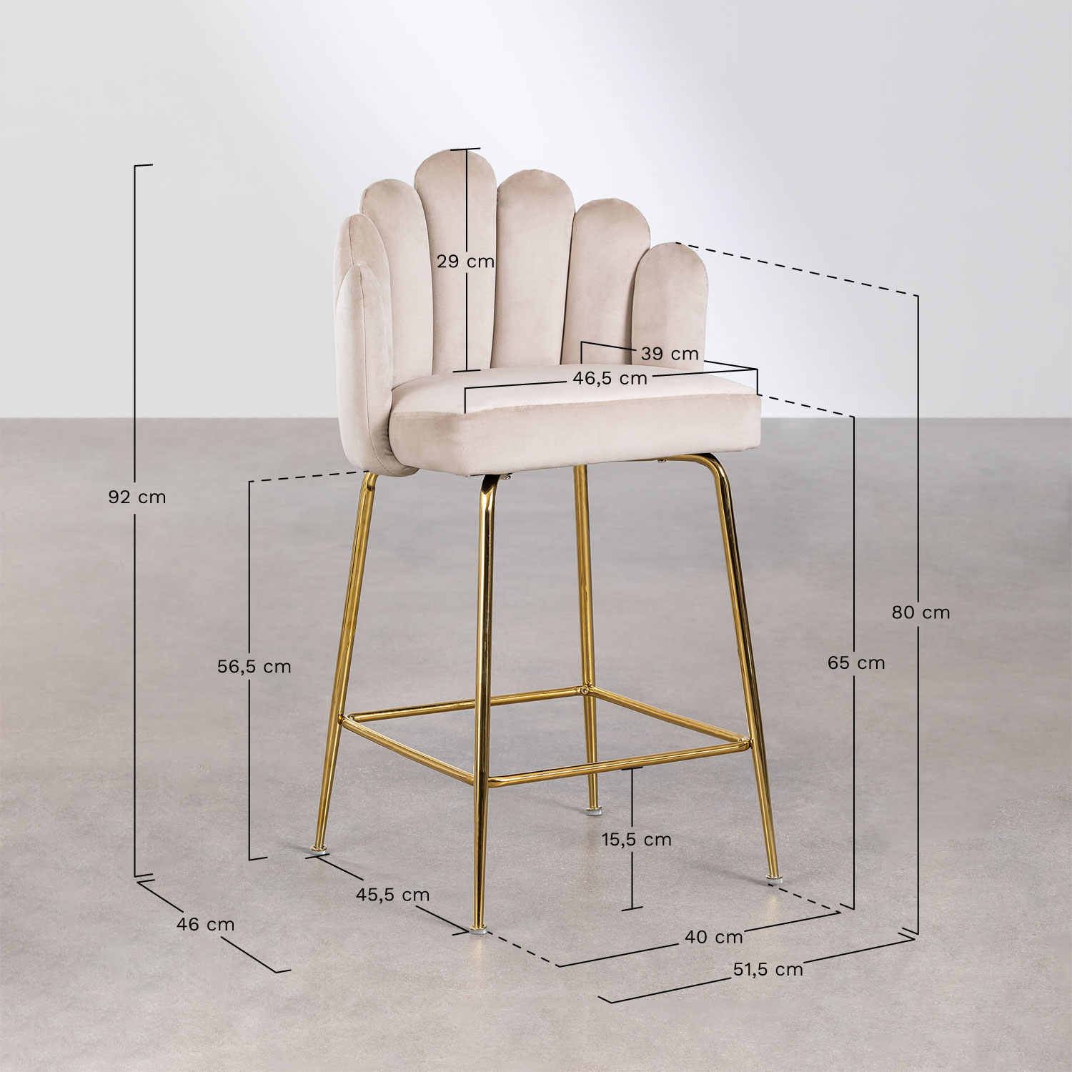 Barhocker aus Samt Markina, MAßE