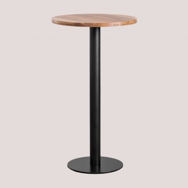 Runder Stehtisch Aus Akazienholz Macchiato Ø60 Cm & Schwarz - Sklum