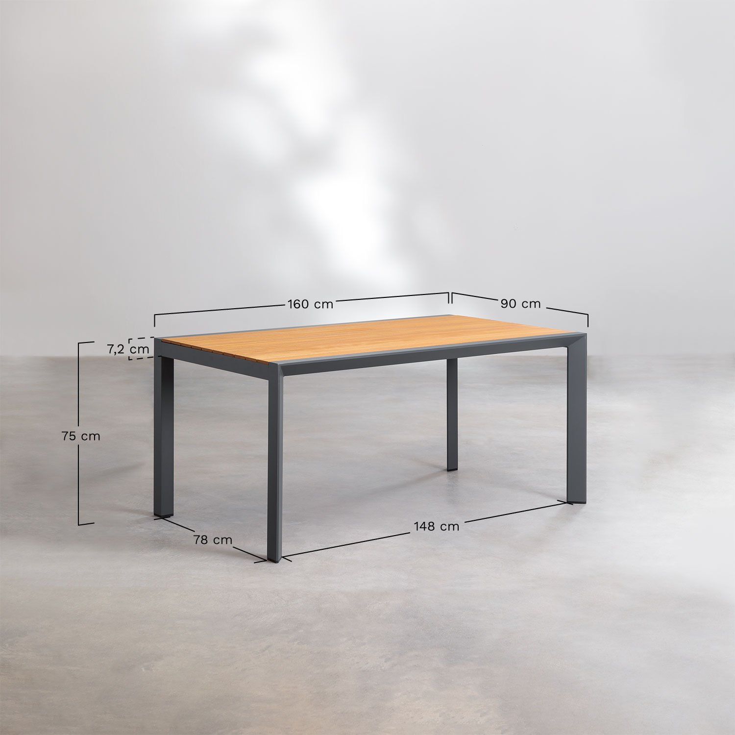 Archer Classic Gartentisch aus Eukalyptusholz und Aluminium, MAßE