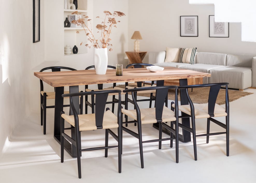 Rechteckiger Esstisch 180x90 cm aus Akazienholz Varena