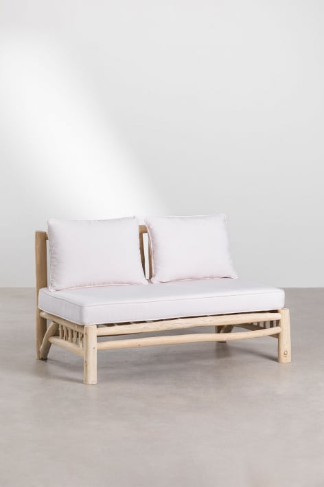2-Sitzer-Sofa ohne Armlehnen aus Teakholz Narel