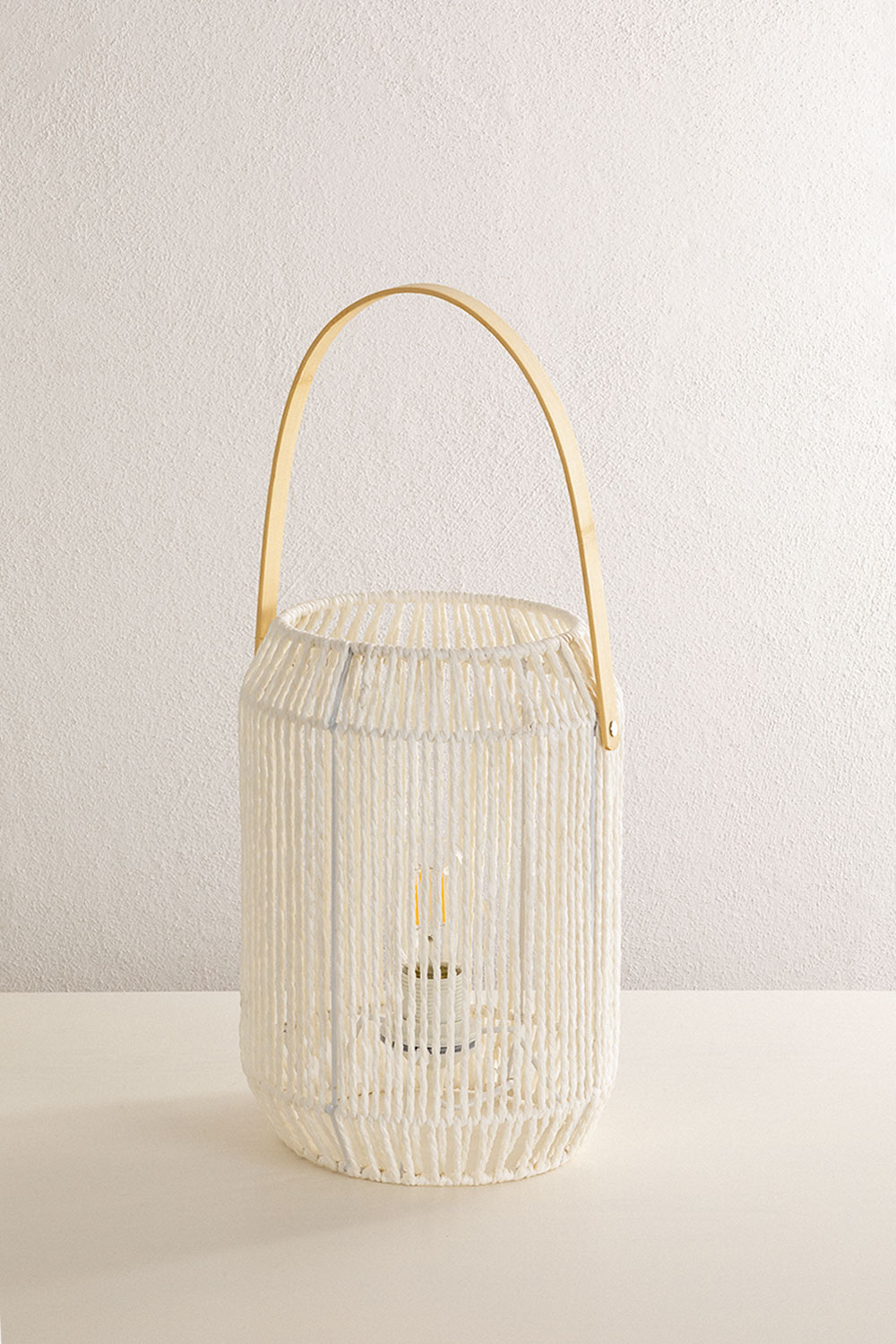 SKLUM Kabellose Outdoor LED-Tischleuchte Melzu | Rattan-Design, Ø24 Cm, Für Garten & Terrasse