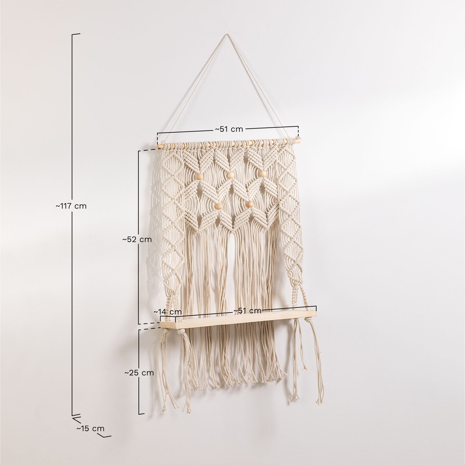 Wandbehang mit Ablage aus Baumwolle Elizama, MAßE