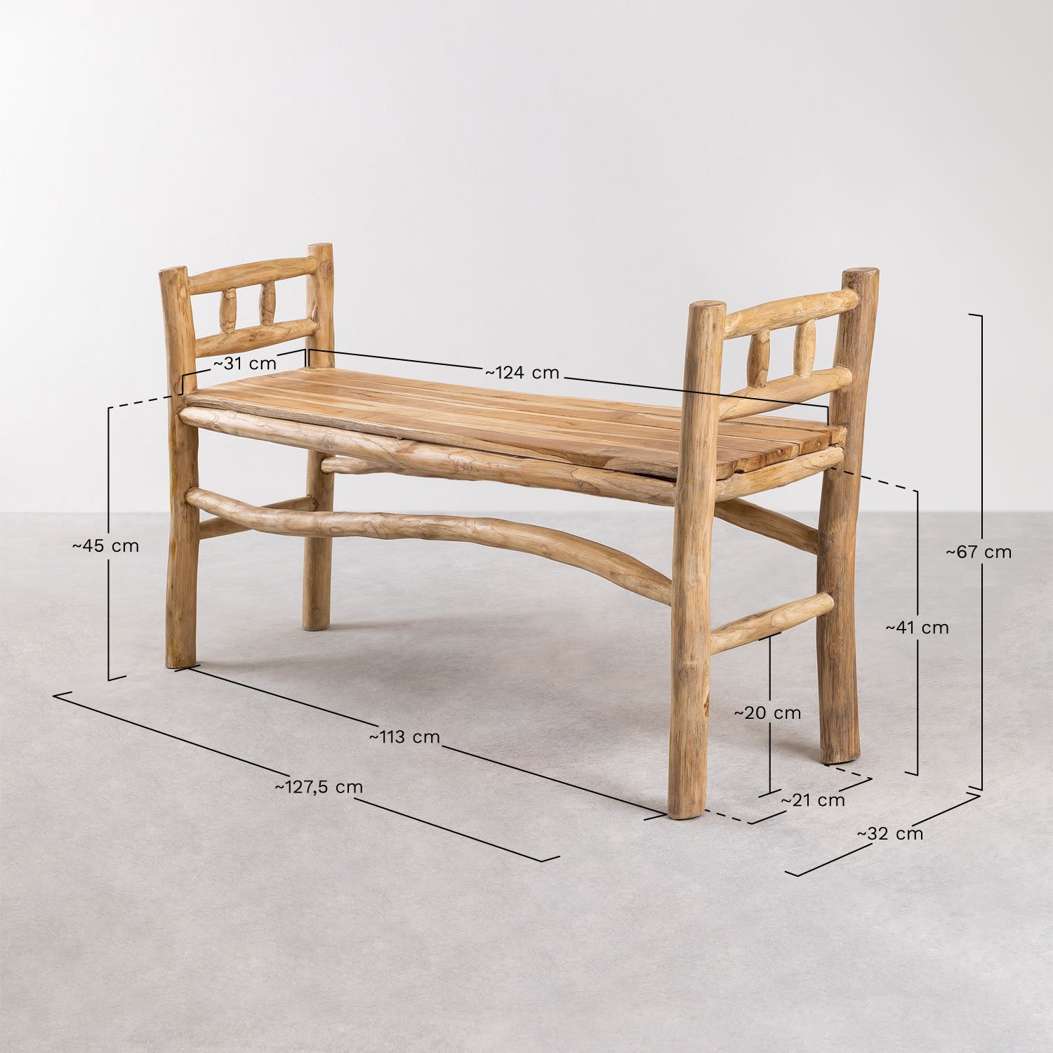 Gartenbank aus Holz Narel , MA&szlig;E