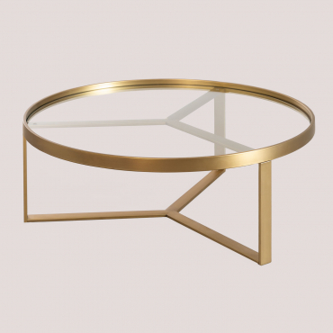 Couchtisch Aus Glas Und Stahl (ø90 Cm) Amelia Mattgold - Sklum