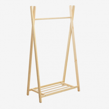 Garderobe Aus Holz Mit Schuhablage Baxli Kids Braun Natur - Sklum