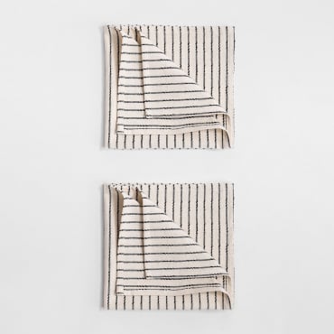 2er Set Mit Servietten Aus Baumwolle 2 Oziel Beige Creme - Sklum