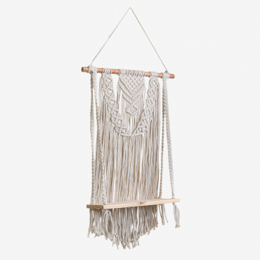 Wandbehang Mit Ablage In Makramee Nicator Beige Creme - Sklum