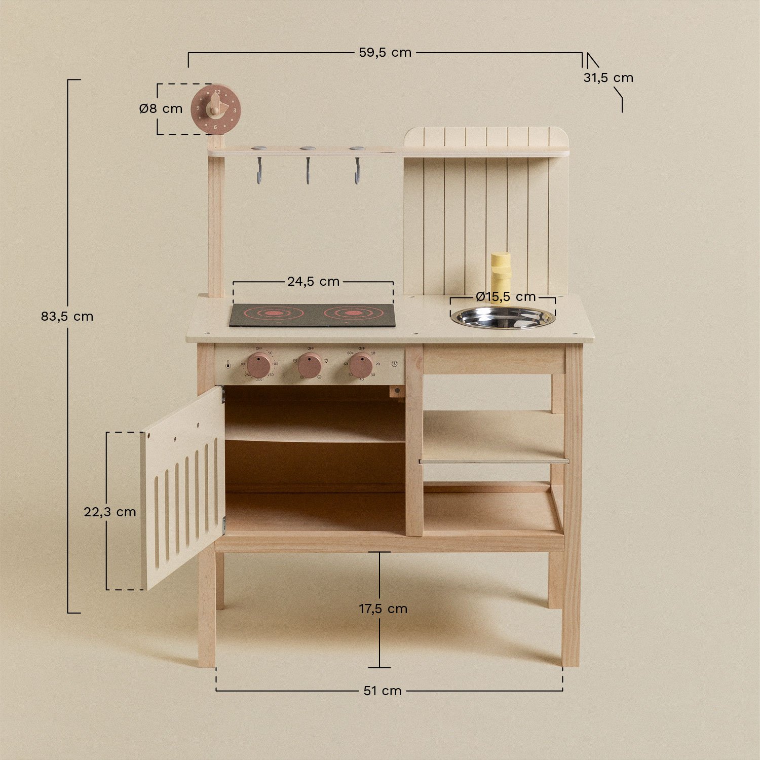 Kinderküche aus Holz Dietter Kids, MAßE