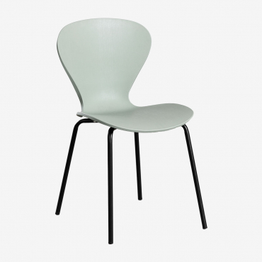 Stapelbarer Esszimmerstuhl Aus Polypropylen Und Eisen Seladon & Schwarz - Sklum