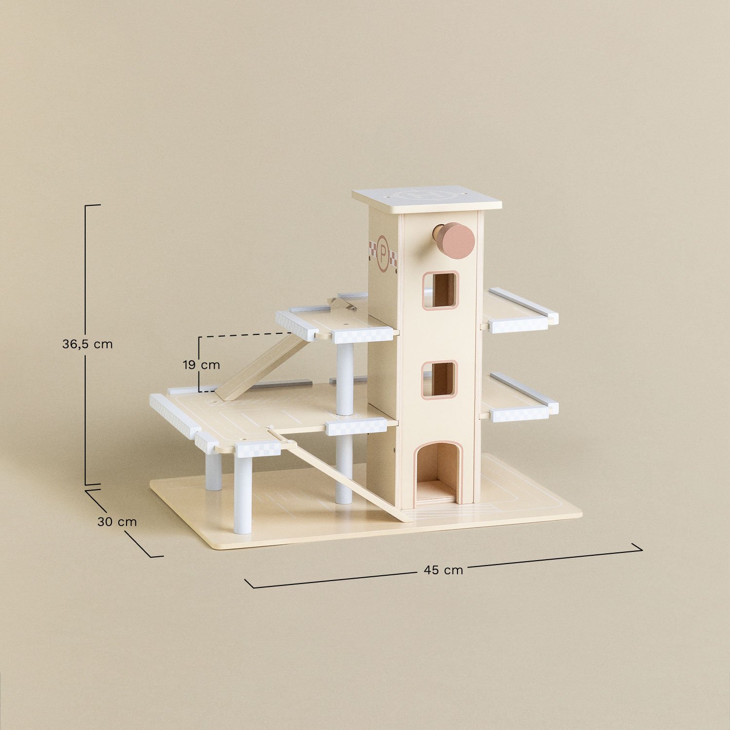 3-stöckiger Holz-Parkplatz Nelvis Kids, MAßE