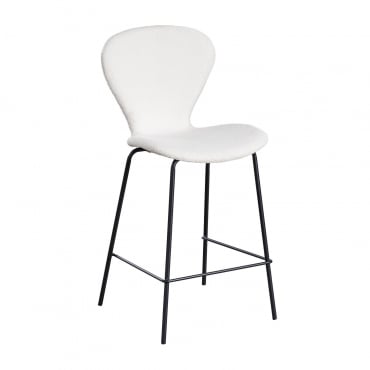 Barhocker In Chenille Uit Weiß & ↑65 Cm & Schwarz - Sklum